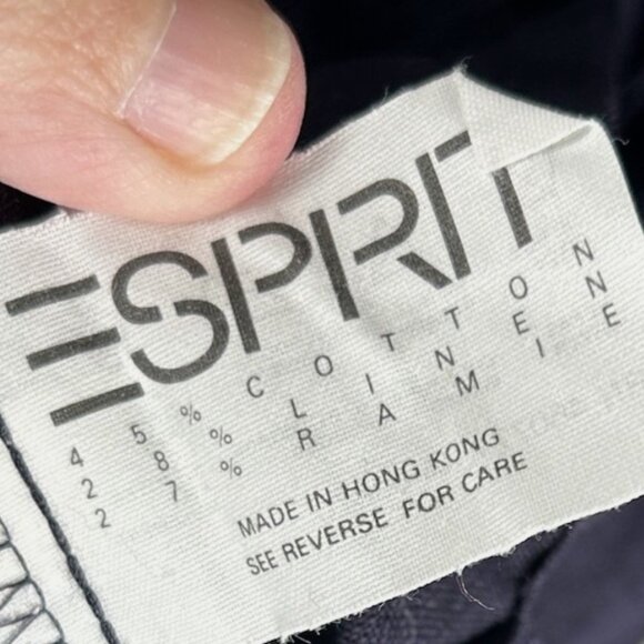 Vintage Esprit Dark Blue Embroidered Sunflower Button Up Top Sz M Cotton Linen - Picture 4 of 5